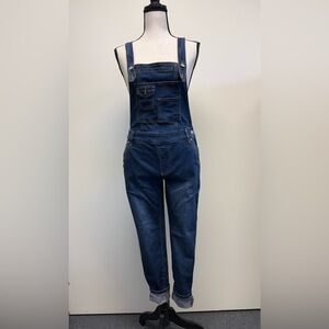 Free People Slim Fit Denim Overalls with Cross Strap Back Size 25